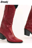 Cowboy Western Boots Great Quality 2023 Spring Summer Brand Design Shining Embroidery Fashion Mid-calf Boots
