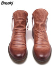 Popular Chelsea Leather Boots Double Side Zipper Non-slip Bottom Men's Shoes British Tassel Men's Leather Boots Plus