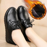 Kitchen Work Shoes for Women Restaurant Non-slip Walking Shoes Big Size 42 Flat Heel Oxford Flats Woman Fur