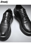 Men Leather Shoes Casual Shoes Big Toe Soft Sole Casual Shoes Dress Men Versatile Business Lace-Up Shoes Summer Breathable