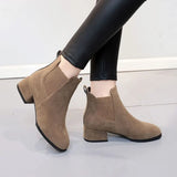 Elegant with Medium Heels Women's Ankle Boots Black Short Shoes for Woman Chelsea Booties Suede High Quality Y2k