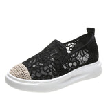 Women Flat Sneakers New Comfy Light Thick Sole Breathable Mesh Female Shoes Slip-On Spring Stylish Trend Zapatillas