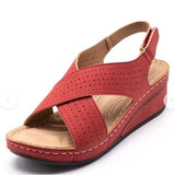 Breakj 2025 New Sandals Women's Slope And Car Sewing Breathable Magic Sticker Hollow Large Size Women's