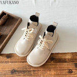 Leather Women Boots Mori Girl Literary Retro Lace-up Ankle Boots Original Handmade Soft Sole Comfort Flat Short
