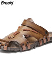 new Baotou cross border large men's Handmade casual sandals non slip outdoor beach vacation dual purpose