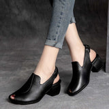 Women Retro Brown Sandals 2024 Luxury Designer High Heels Sandal Peep Toe Slingbacks Mother Shoes Casual Sandalias De