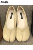 Women Flats Tabi Ninja Moccasins Round Split Toe Shallow Lazy Slip On Slingback Mules Leather Shoes Soft Loafers Slip