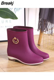 Women Rubber Boots Elegant Short Ankle Rain Boots Fall Autumn Rain Day Waterproof Woman Shoes Rain Boots Women