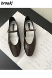 Spring Autumn Flats Shoes Women Niche Design Sense Shallow Round Toe Retro Almond Head Cross Strap Flat Mary Jane