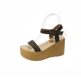 Women Leisure Wedges Heeled Shoes Fashion Summer New Sandals Black Party Platform High Heels Shoe Sandalias Mujer Size