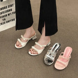 Breakj Women 2025 Summer New French Bow Round Head Sandals Thick Heel Wearing