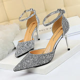 Breakj Thin With High With Shallow Mouth Pointed Hollow Sequins Sexy Nightclub Show Thin A