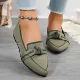 Women's Knitted Slip on Flats Breathable Comfortable Solid Color Walking Shoes Casual Pointed Toe Walking Sneakers