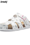 New Summer Buckle Cork Slipper 2023 Casual Women Beach Outside Non-slip Closed Toe Cut-outs Slides