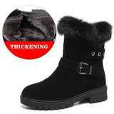 Women's Plush Snow Boots Black Brown New Winter Thick Soled Snow Proof Anti Slip Ankle Boots Plush Medium Cotton