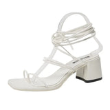 Sandal Cross-Shoes Square Toe Clear Heels 2024 Women's Med Flip Flops Platform Girls Comfort Beige New Block Medium