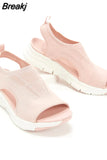Women Summer Knitting Mesh Breathable Sandals Ladies Sandy Beach Wedge Sandals Platform Comfortable Slip-On Women's