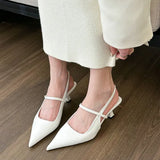 Sandals Woman Leather Suit Female Beige Shoes Lady 2024 Ankle Strap Shallow Mouth Cross Summer Heels Low-heeled Black New