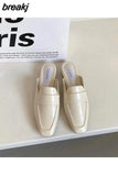 Spring Women Mule Slippers Fashion Square Toe Flat Casual Slides Slip On Outdoor Female Flip Flops Sandals Zapatillas