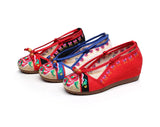 Breakj Not Include Shoe Box Single Shoes Full Size Inside Raised 5 Cm High Heels Embroidered Cloth Shoes Spring And Summer Women's