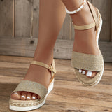Canvas Wedge Sandals for Women Summer 2023 Casual Espadrilles Platform Sandles Woman Thick Sole Non Slip Gladiator