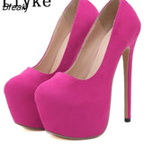 Elegant Women Party Wedding Stripper Heels Sexy Thick Bottom Round Toe Shallow Slip-On Shoes Platform Pumps Stiletto