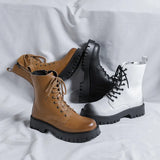 Breakj 2024 New Black High-Top British Style Round-Headed Men's Platform Martin