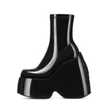 Furtado 2022 Women's wedges Boots 6cm Platform squareToe strange style 14cm Height Short ankle Boots red stretch boots