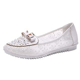 New Women's Sandals Summer Breathable Ladies Slip-on Lace Mesh Flat Sandals Cool