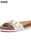 2023 New Fashion Summer Cork Slipper Women Casual Beach Mixed Color Flip Flops Slides
