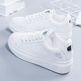 Spring Autumn Fashion Women Running Shoes White Breathable Embroidered Flower Lace-Up Casual Sneakers Zapatos De