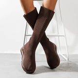 Winter Women Platform Over The Knee Boots Ladies Stretch Knitted Socks Long Boots Slip on Thick Bottom Shoes Woman