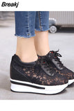 New Lace Breathable Sneakers Women Shoes Comfortable Casual Woman Platform Wedge