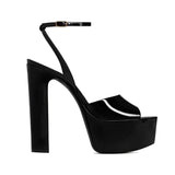 New Women's Sexy Party Shoes Fish Mouth Thick High Heel Platform Sandals Printed Large 43 Platform
