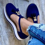 Women's Sandals Summer Vulcanized Shoes Fashion Tassel Casual Style Flat Shoes Solid Color Thick Bottom Women's