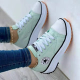 Breakj Women's Spring And Autumn Canvas Shoes Breathable High-Breed Casual Women's Shoes Thick Soles With High-Heeled