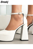 Pumps Chunky Heel Ankle Strap Shoes 2023 Spring Summer Wedding Shoes Fashion Sexy Mary Janes Pumps Big Size