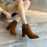 New Fashion Women's Ankle Boots Zipper Chinese Square High Heels Platform Ladies Buckle Shoes Women's Shoes