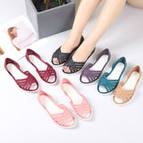 Summer Women Fashion Jelly Sandals Low Heel Peep Toe Shallow Slides Casual Beach Outdoor Female Ladies Slipper