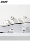 Thick Heels Platform Sandals For Women 2023 European Style Ankle Buckle Sandals Comfy Walking Lady Sandals