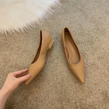 Single Shoes Women's Autumn Princess Shoes Tip Shallow Mouth Really Soft Leather Low Heel Grandma Shoes Professional Flat Soles Show Thin Ladle