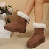 Breakj Thick Snow Boots A Foot Pedal 2025 Winter New Thick-Soled Furry Bows Warm Large Cotton