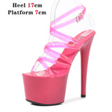 Color Shoes Stripper Heels Women Sandals Sexy Shoes Party Club Sandals 17 CM Platform High-heeled Wedding Shoes Pole