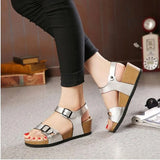 Fashion Women Cork Sandals 2023 New Summer Beach Wedge Trifle Buckle Strap Black White Platform Outside Sandalias