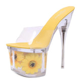 Women Shoes Summer 2023 Outside Slippers Clear Heel Slipper Super High Heels 17.5CM Platform Sexy Slipper Size