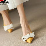 Single Shoes Small High Heel Women Pointed Toe Thin Heels Bow-Knot Woman Shoes Spring