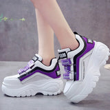Bottom Chunky Sneakers Women White Black Patchwork High Platform Shoes Woman Casual Autumn Winter Wedges Footwear