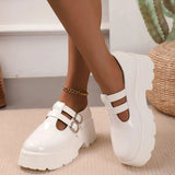 Buckle Strap Chunky Platform Pumps Women Patent Leather Thick Bottom Gothic Shoes Woman Punk Thick Heels Mary Jane