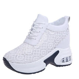 Women Shoes Woman Breathable Mesh Sneakers Flats Lace Loafers Thick Heels Platform Wedges Casual