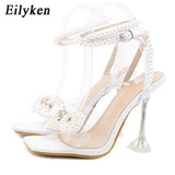Size 35-42 Rhinestone Bowtie Spike Heel Women's Sandals Square toe Narrow Band Strap High Heels Sandals Summer